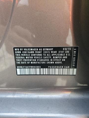 WVWLF7AU7FW302803 - 2015 VOLKSWAGEN GOLF R GRAY photo 12