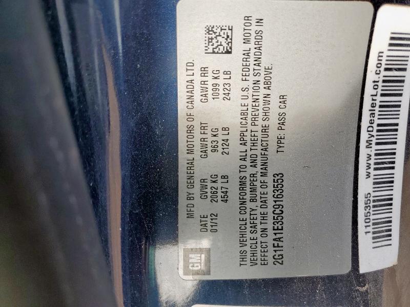 2G1FA1E35C9163553 - 2012 CHEVROLET CAMARO LS 蓝色 照片 12