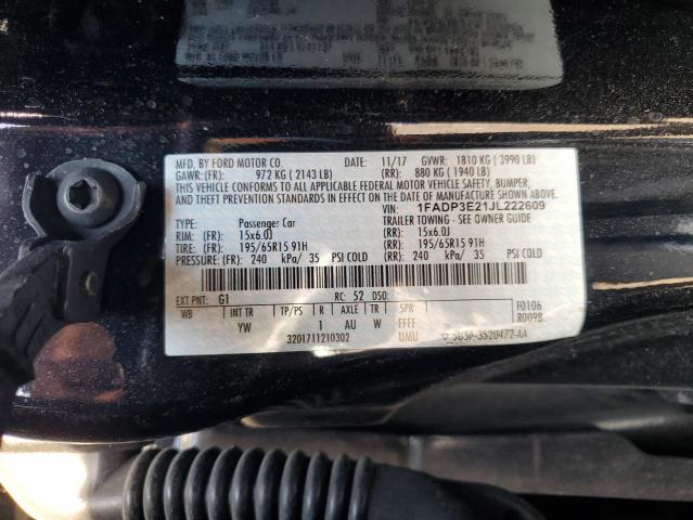 1FADP3E21JL222609 - 2018 FORD FOCUS S BLACK photo 12