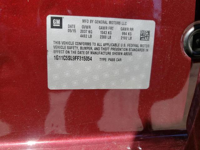 1G11C5SL9FF315054 - 2015 CHEVROLET MALIBU 1LT BURGUNDY photo 12
