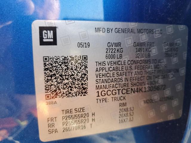 1GCGTCEN4K1305672 - 2019 CHEVROLET COLORADO LT BLUE photo 12