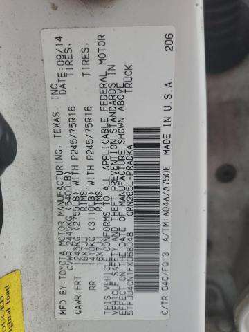 5TFJU4GN1FX068048 - 2015 TOYOTA TACOMA DOUBLE CAB PRERUNNER WHITE photo 13