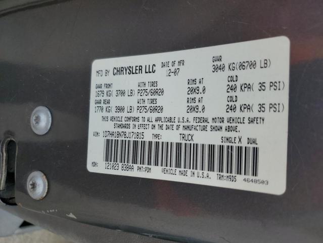 1D7HA18N78J171815 - 2008 DODGE RAM 1500 ST GRAY photo 12