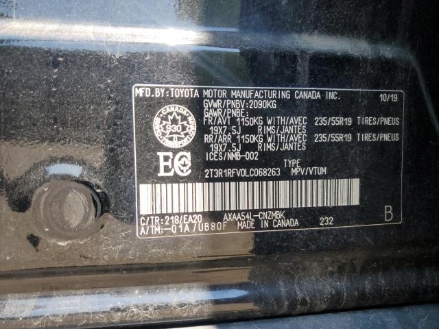 2T3R1RFV0LC068263 - 2020 TOYOTA RAV4 XLE BLACK photo 14