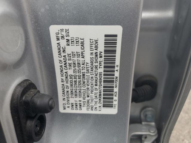 2HKRM4H77GH694395 - 2016 HONDA CR-V EXL SILVER photo 13