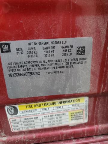 1G1ZC5E02CF268062 - 2012 CHEVROLET MALIBU 1LT RED photo 13