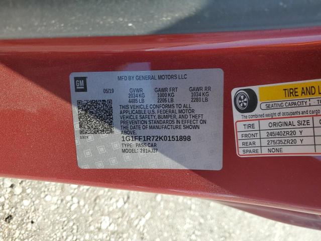 1G1FF1R72K0151898 - 2019 CHEVROLET CAMARO SS 红色 照片 13