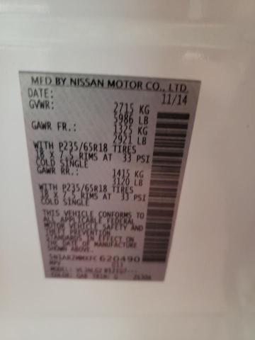 5N1AR2MMXFC620490 - 2015 NISSAN PATHFINDER S WHITE photo 10