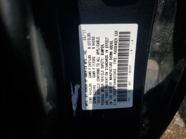 1HGCR3F98HA033605 - 2017 HONDA ACCORD TOURING BLACK photo 12