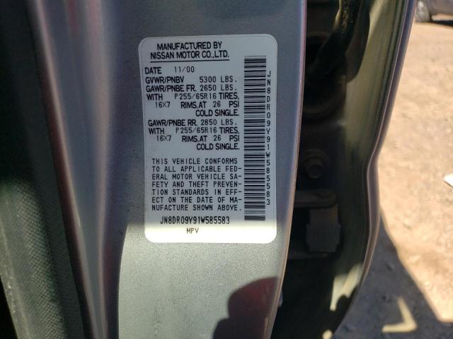 JN8DR09Y91W585583 - 2001 NISSAN PATHFINDER LE 银色 照片 12