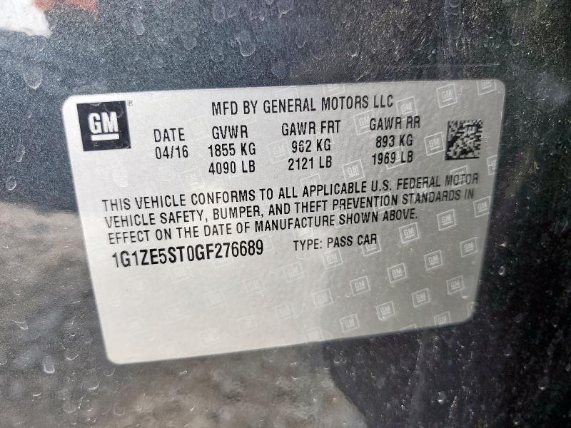 1G1ZE5ST0GF276689 - 2016 CHEVROLET MALIBU LT GRAY photo 12