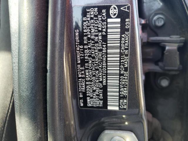 VNKKTUD38HA078647 - 2017 TOYOTA YARIS L GRAY photo 13