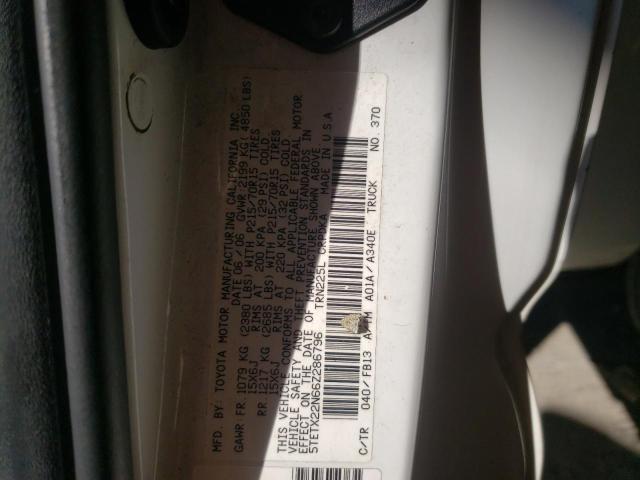 5TETX22N66Z286796 - 2006 TOYOTA TACOMA ACCESS CAB თეთრი ფოტო 13