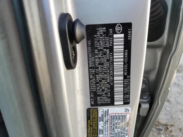 4T1BF30K95U110874 - 2005 TOYOTA CAMRY LE SILVER photo 12