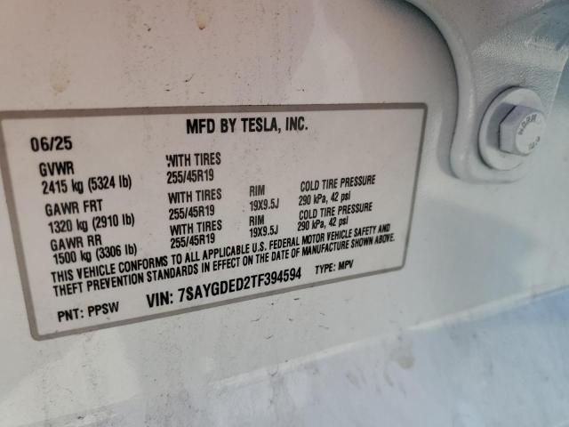 7SAYGDED2TF394594 - 2026 TESLA MODEL Y Ağ foto 12