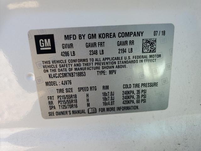 KL4CJCSM7KB718853 - 2019 BUICK ENCORE ESSENCE WHITE photo 12