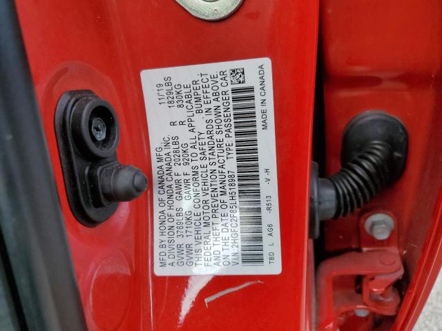 2HGFC2F85LH518987 - 2020 HONDA CIVIC SPORT 红色 照片 13