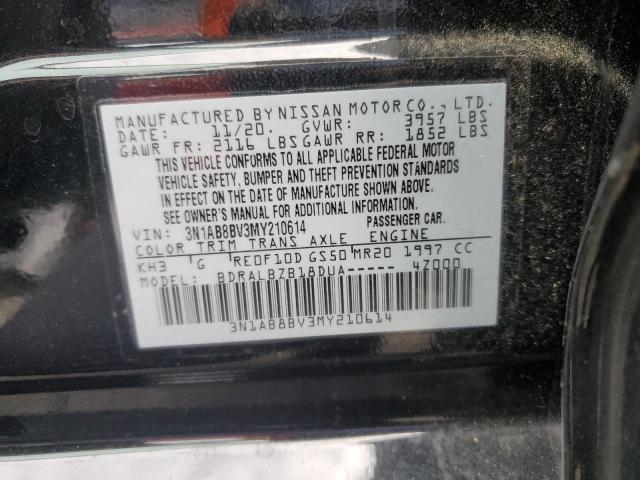 3N1AB8BV3MY210614 - 2021 NISSAN SENTRA S BLACK photo 12