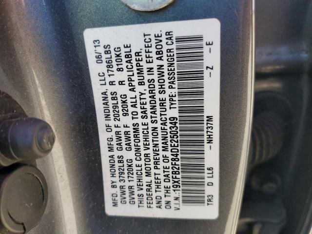19XFB2F84DE250349 - 2013 HONDA CIVIC EX GRAY photo 13