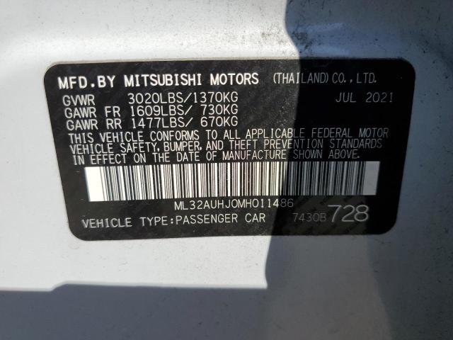 ML32AUHJ0MH011486 - 2021 MITSUBISHI MIRAGE ES WHITE photo 12