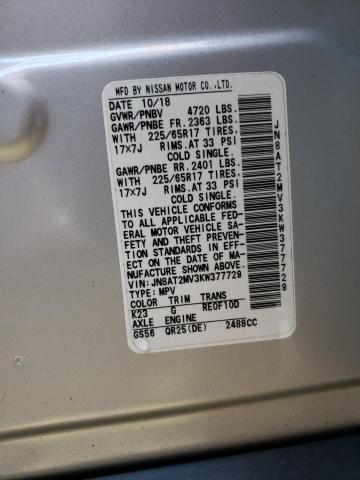 JN8AT2MV3KW377729 - 2019 NISSAN ROGUE S SILVER photo 13