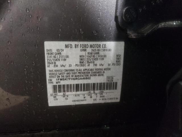 1FMSK7FH6RGA46862 - 2024 FORD EXPLORER LIMITED GRAY photo 14