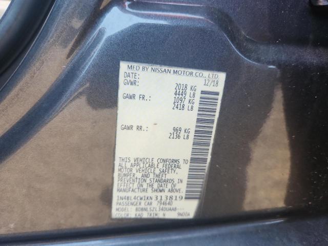 1N4BL4CW1KN313819 - 2019 NISSAN ALTIMA SR Gris photo 12