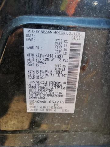 5N1AR2MM8FC664715 - 2015 NISSAN PATHFINDER S 黑色 照片 13