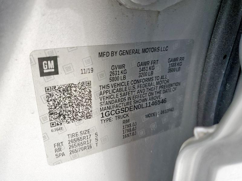 1GCGSDEN0L1146546 - 2020 CHEVROLET COLORADO Z71 SILVER photo 12