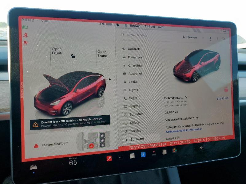 7SAYGDEE2PA087874 - 2023 TESLA MODEL Y Grau Foto 9