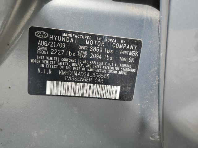 KMHDU4AD3AU866585 - 2010 HYUNDAI ELANTRA BLUE GRAY photo 12