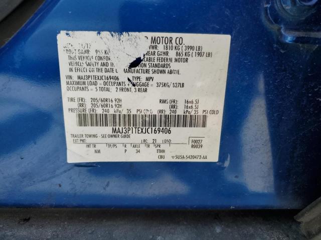 MAJ3P1TEXJC169406 - 2018 FORD ECOSPORT SE Синій фото 12