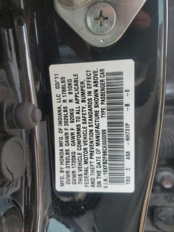 19XFB2F98CE000099 - 2012 HONDA CIVIC EXL Qara foto 12