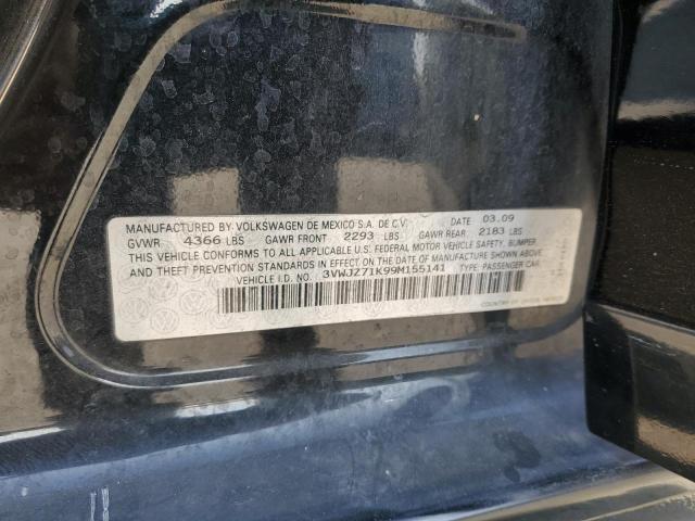 3VWJZ71K99M155141 - 2009 VOLKSWAGEN JETTA S BLACK photo 12