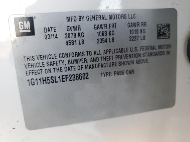 1G11H5SL1EF238602 - 2014 CHEVROLET MALIBU LTZ თეთრი ფოტო 12