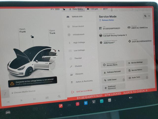 5YJ3E1EA9PF516231 - 2023 TESLA MODEL 3 თეთრი ფოტო 9