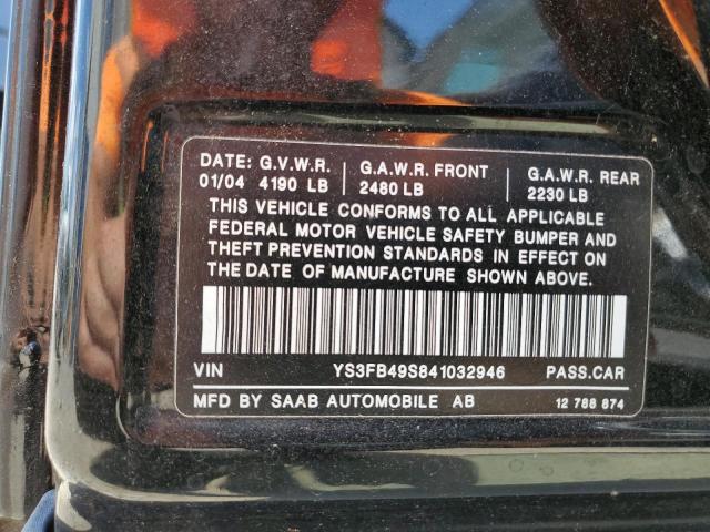 YS3FB49S841032946 - 2004 SAAB 9-3 LINEAR BLACK photo 12