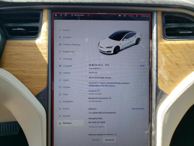 5YJSA1E29MF425262 - 2021 TESLA MODEL S أبيض صورة 9