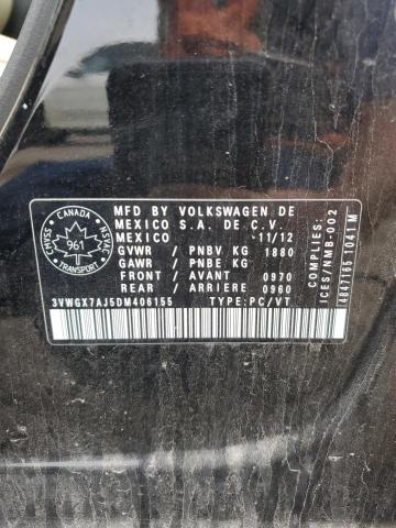 3VWGX7AJ5DM406155 - 2013 VOLKSWAGEN JETTA SEL BLACK photo 12