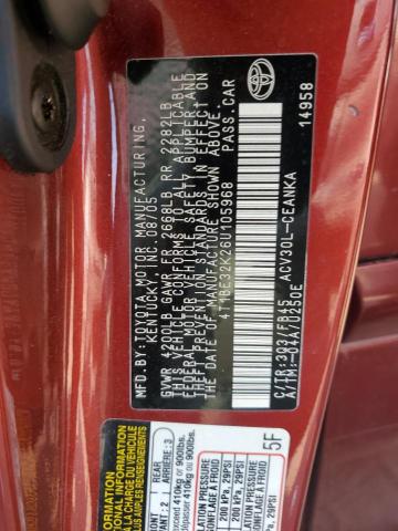 4T1BE32K26U105968 - 2006 TOYOTA CAMRY LE MAROON photo 12