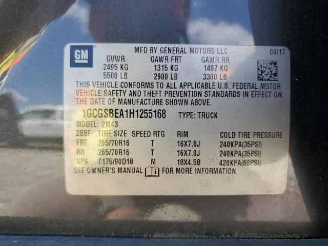 1GCGSBEA1H1255168 - 2017 CHEVROLET COLORADO 灰色 照片 12