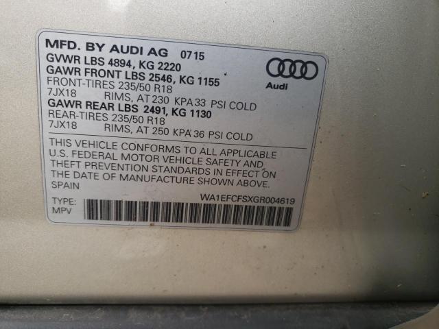 WA1EFCFSXGR004619 - 2016 AUDI Q3 PREMIUM PLUS SILVER photo 12