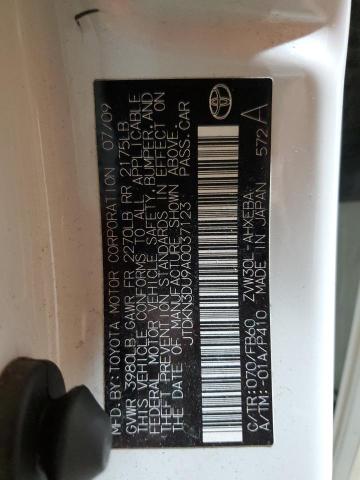 JTDKN3DU9A0037123 - 2010 TOYOTA PRIUS 白色 照片 13