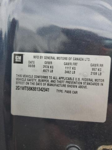 2G1WT58K881342941 - 2008 CHEVROLET IMPALA LT Grafit foto 12