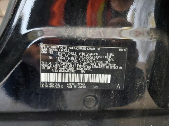 2T3ZF4DVXBW052897 - 2011 TOYOTA RAV4 BLACK photo 12