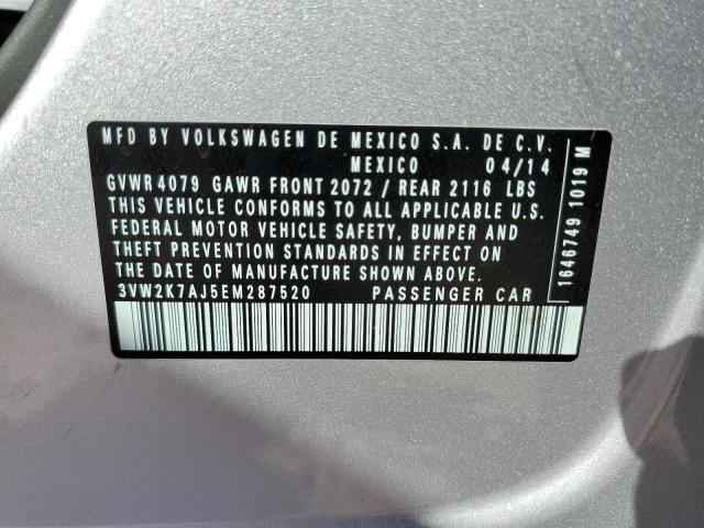 3VW2K7AJ5EM287520 - 2014 VOLKSWAGEN JETTA BASE 银色 照片 12