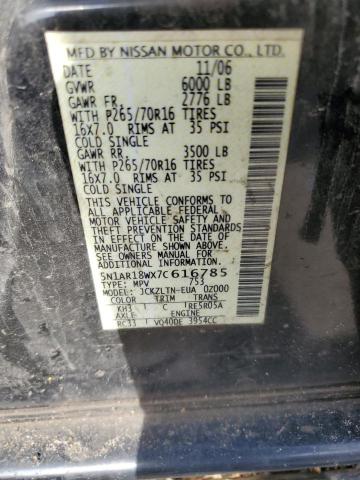 5N1AR18WX7C616785 - 2007 NISSAN PATHFINDER LE BLACK photo 13