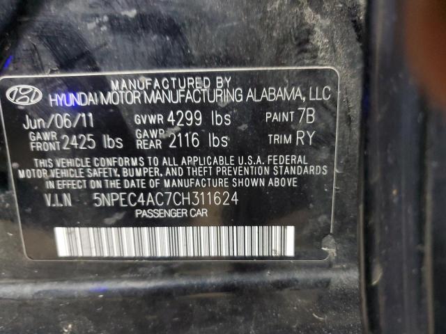 5NPEC4AC7CH311624 - 2012 HYUNDAI SONATA SE Қара фото 13