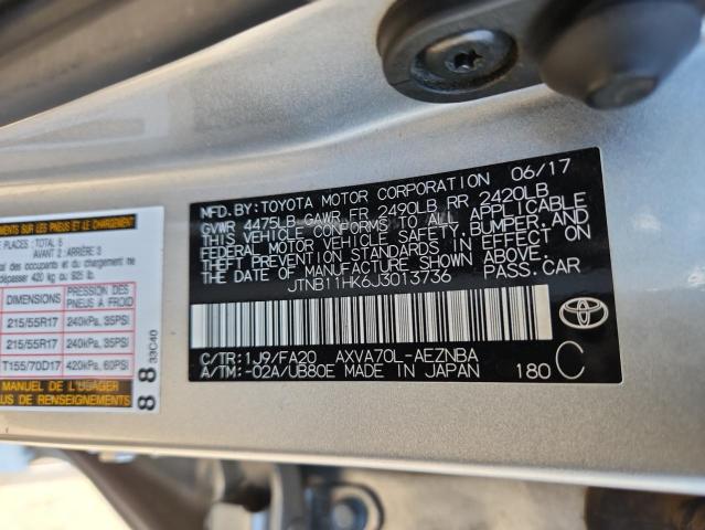 JTNB11HK6J3013736 - 2018 TOYOTA CAMRY L 银色 照片 12