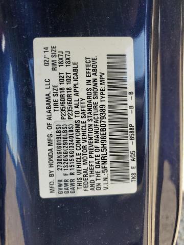 5FNRL5H98EB079389 - 2014 HONDA ODYSSEY TOURING BLUE photo 13
